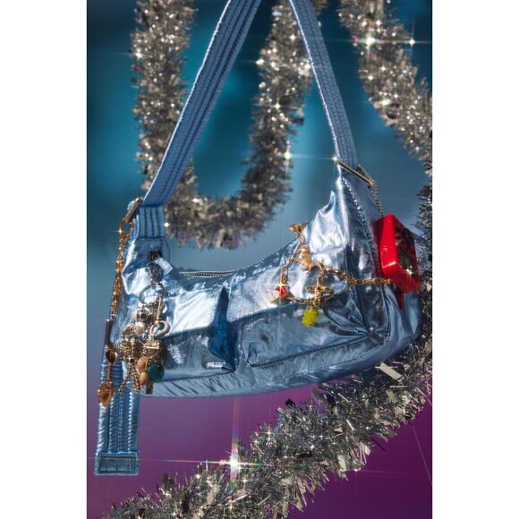 Baggu Blue Metallic Cargo Shoulder Bag Purse - Picture 8 of 8